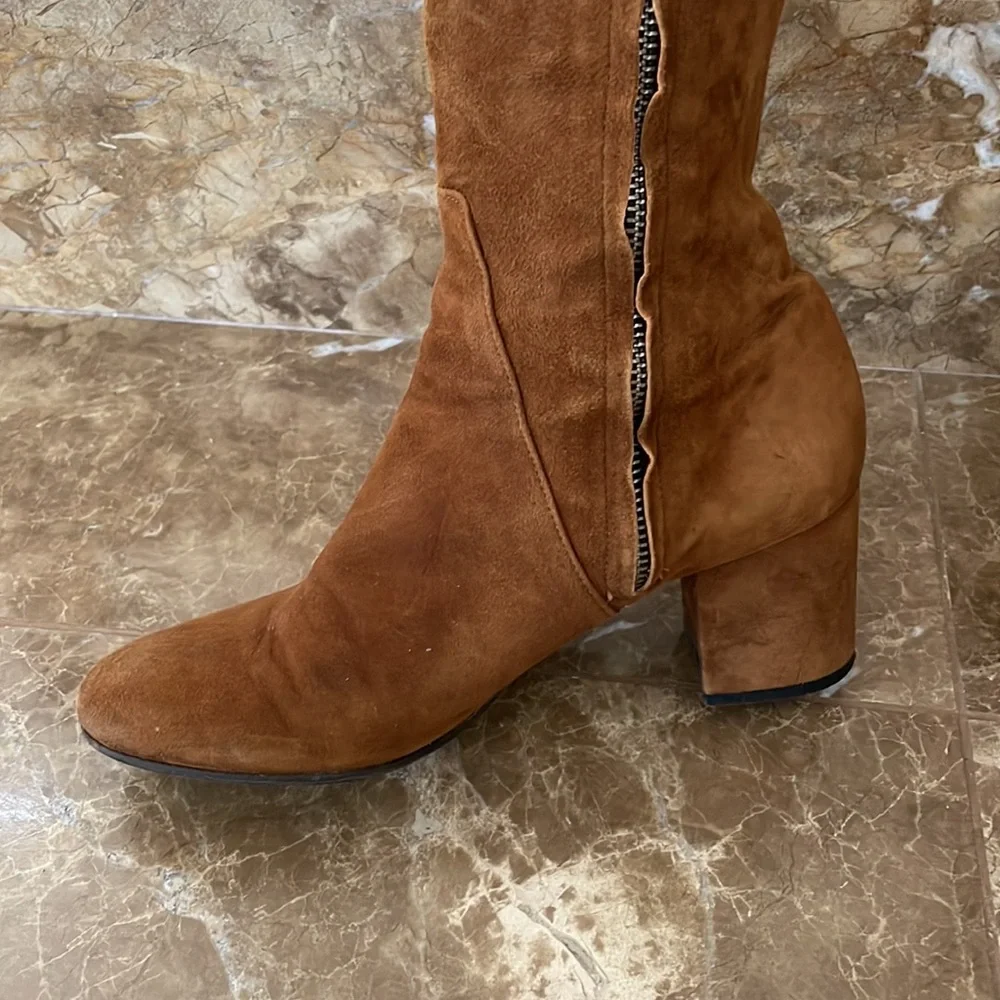 Barneys New York Brown Suede Over the Knee Boots Size 36.5 - Picture 3 of 11